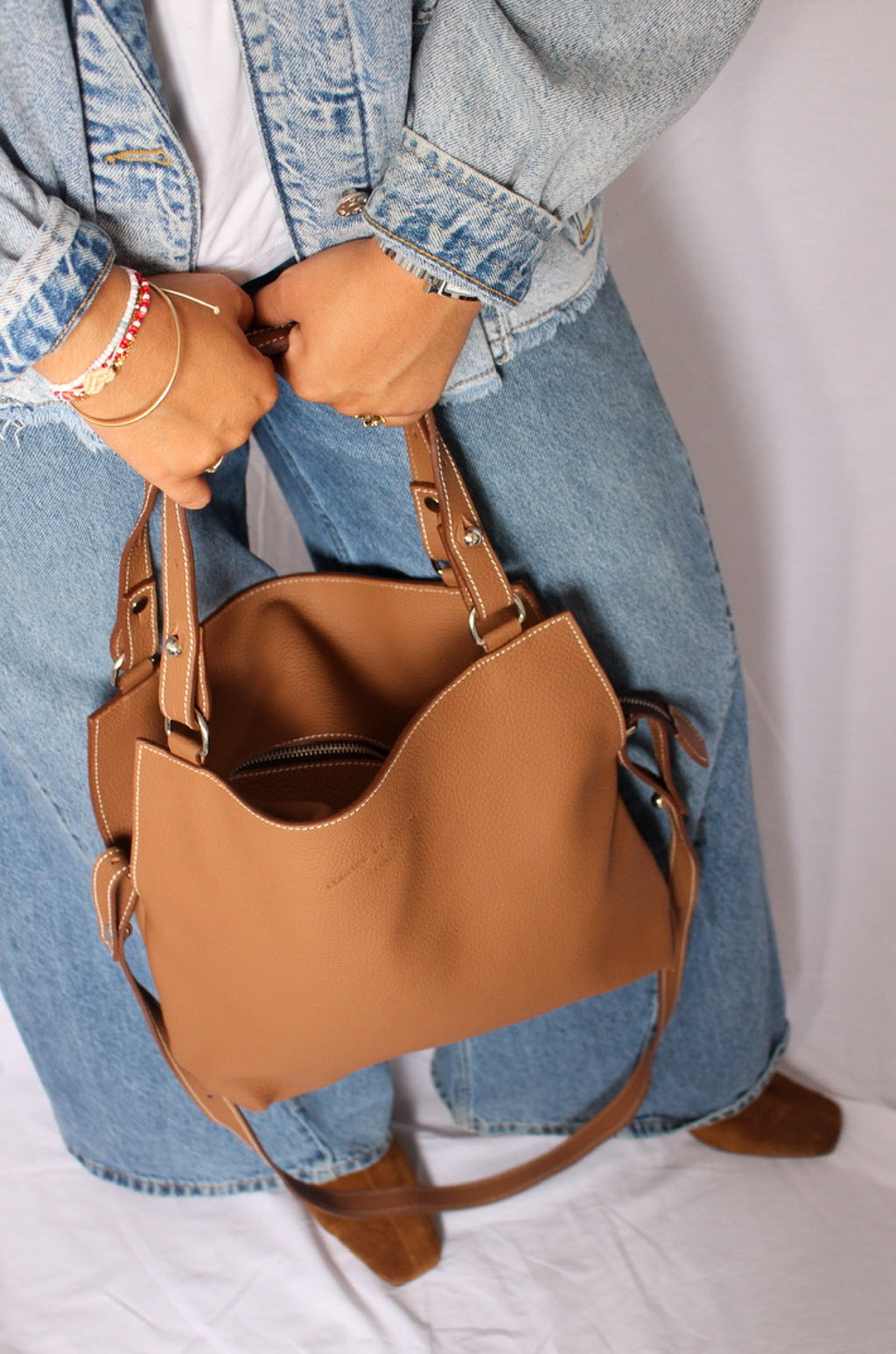 Sac signature en cuir grainé français