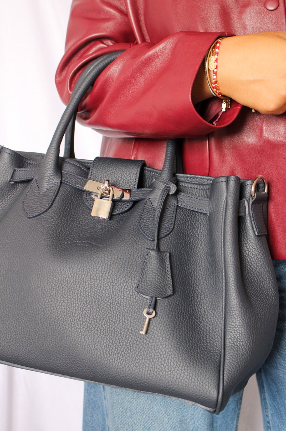 Sac cuir marine cadenas clé haut de gamme