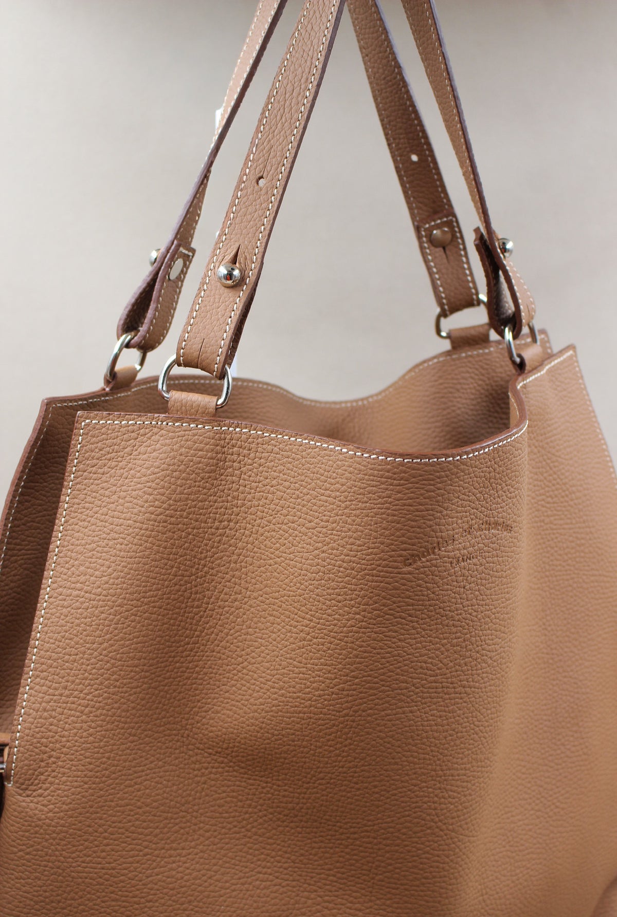 SAc grand format cuir grainé, sac minimaliste artisanal