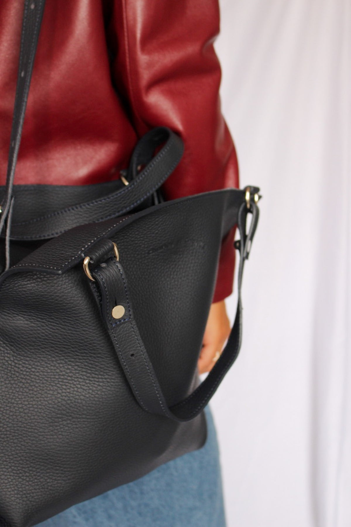 Sac premium cuir noir maroquinerie française