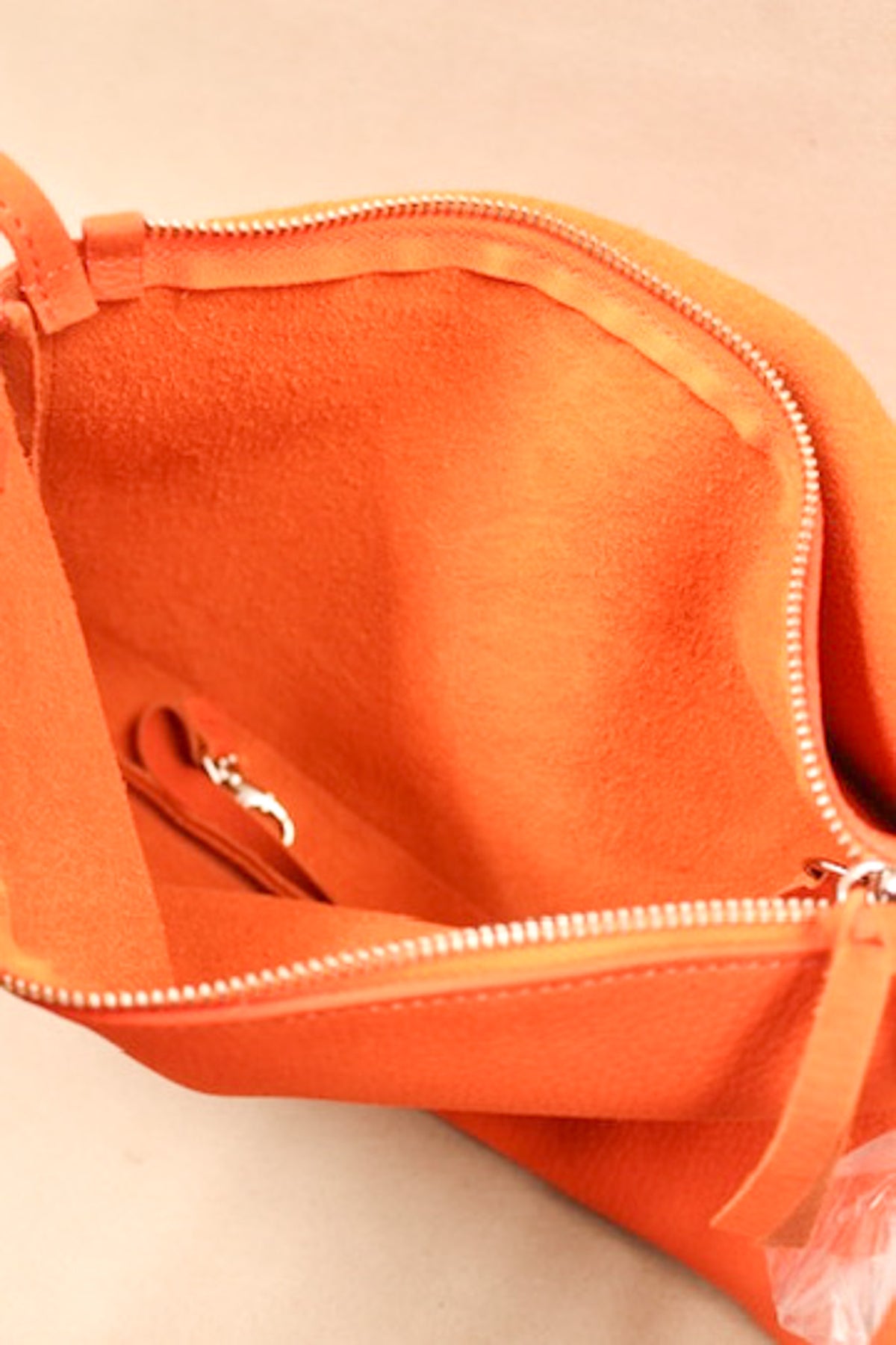 Pochette bandoulière nubuck orange