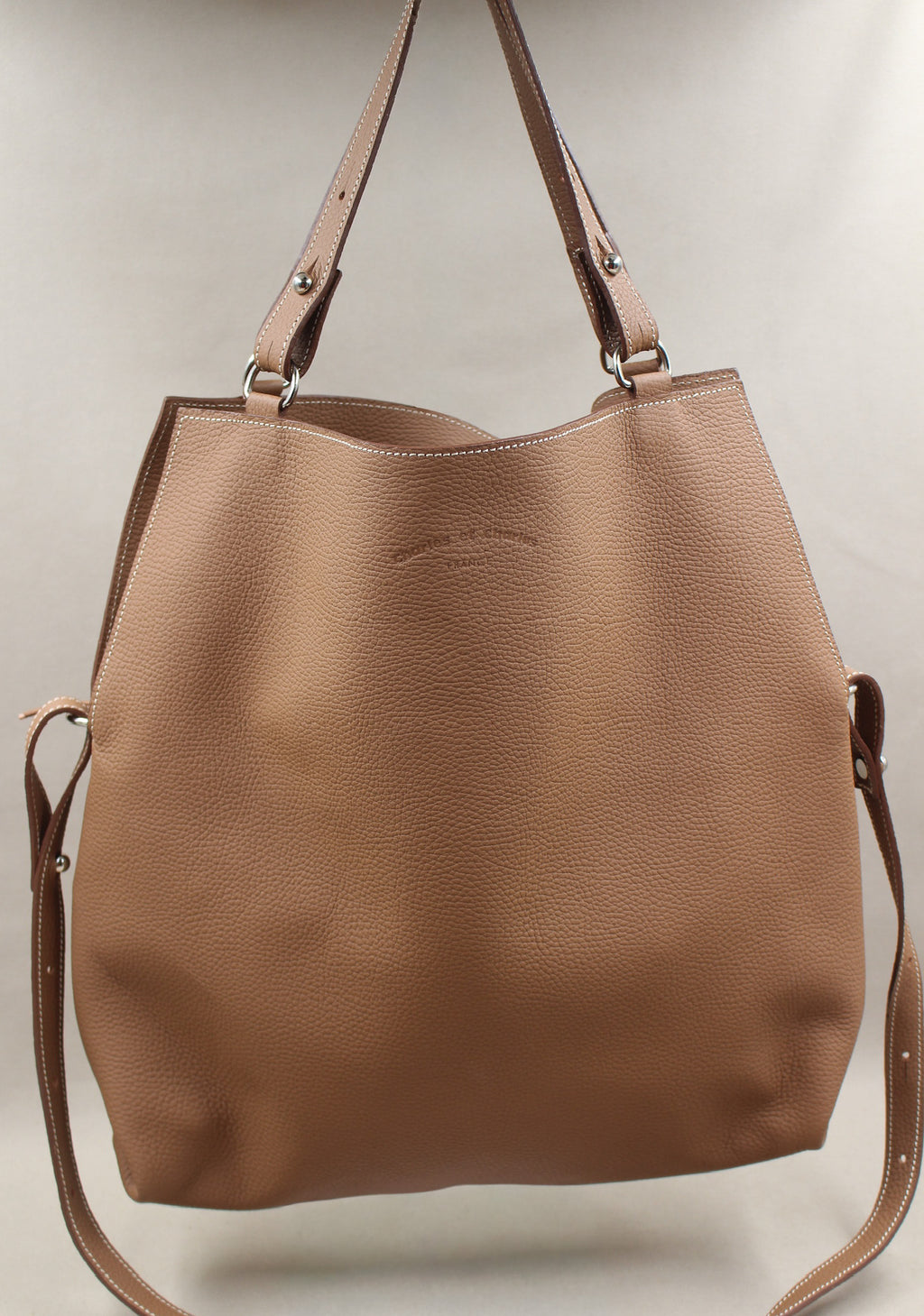 Sac Touquet cuir grainé, porté épaule