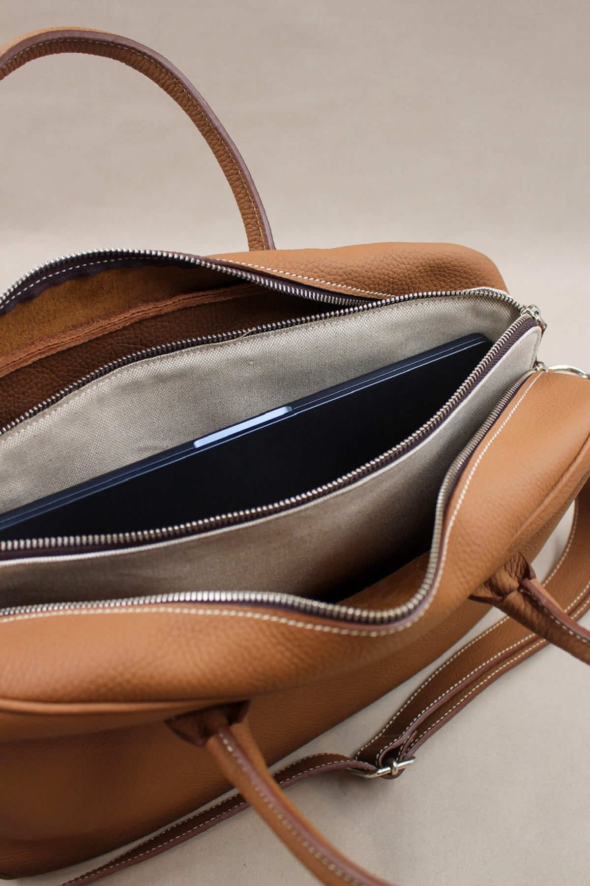 Sac ordinateur cuir premium marron