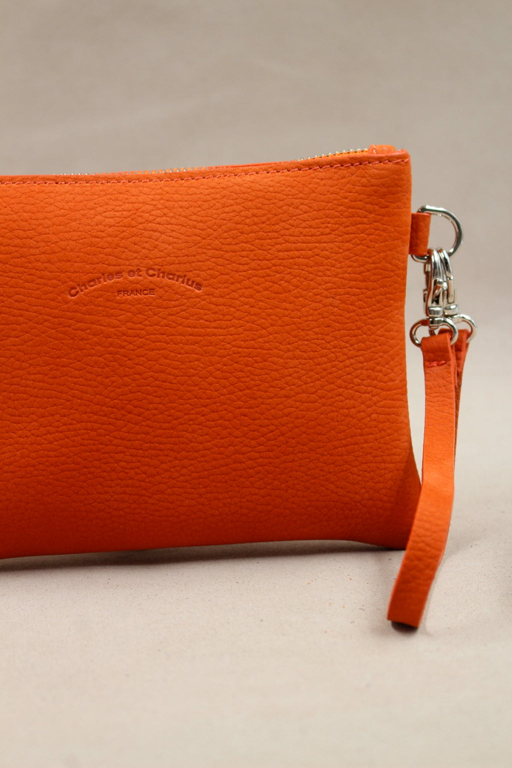 Trousse cuir nubuck orange