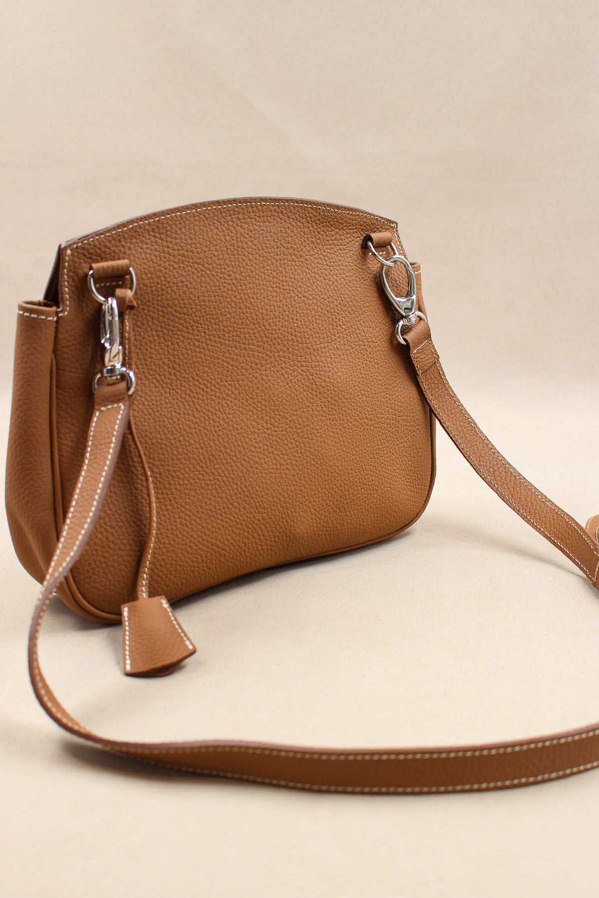 Sac bandoulière réglable cuir grainé made in France