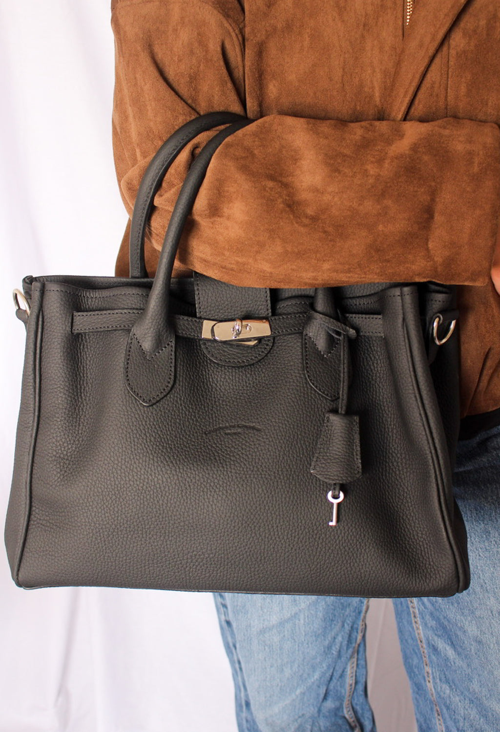 Sac cabas cuir grainé noir