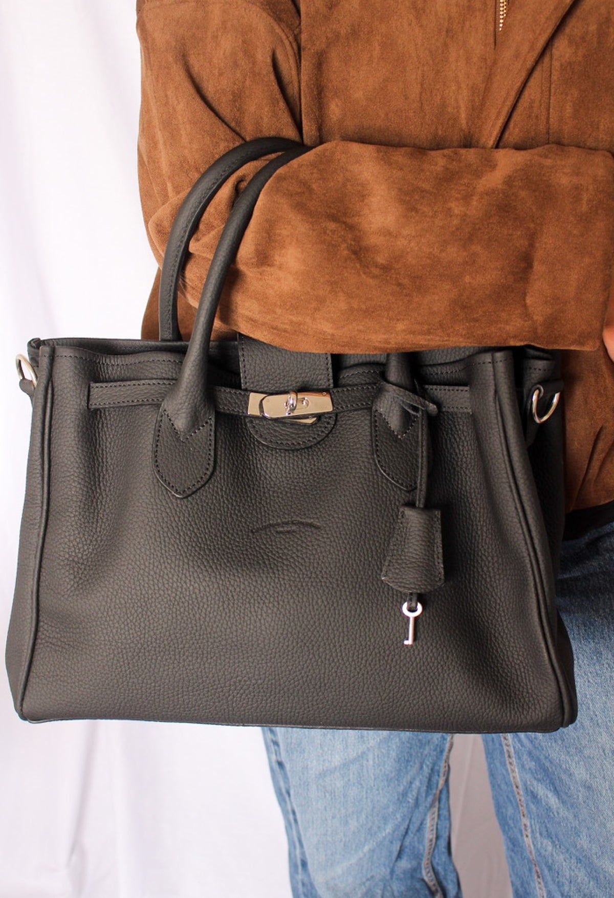 Sac cabas cuir grainé noir