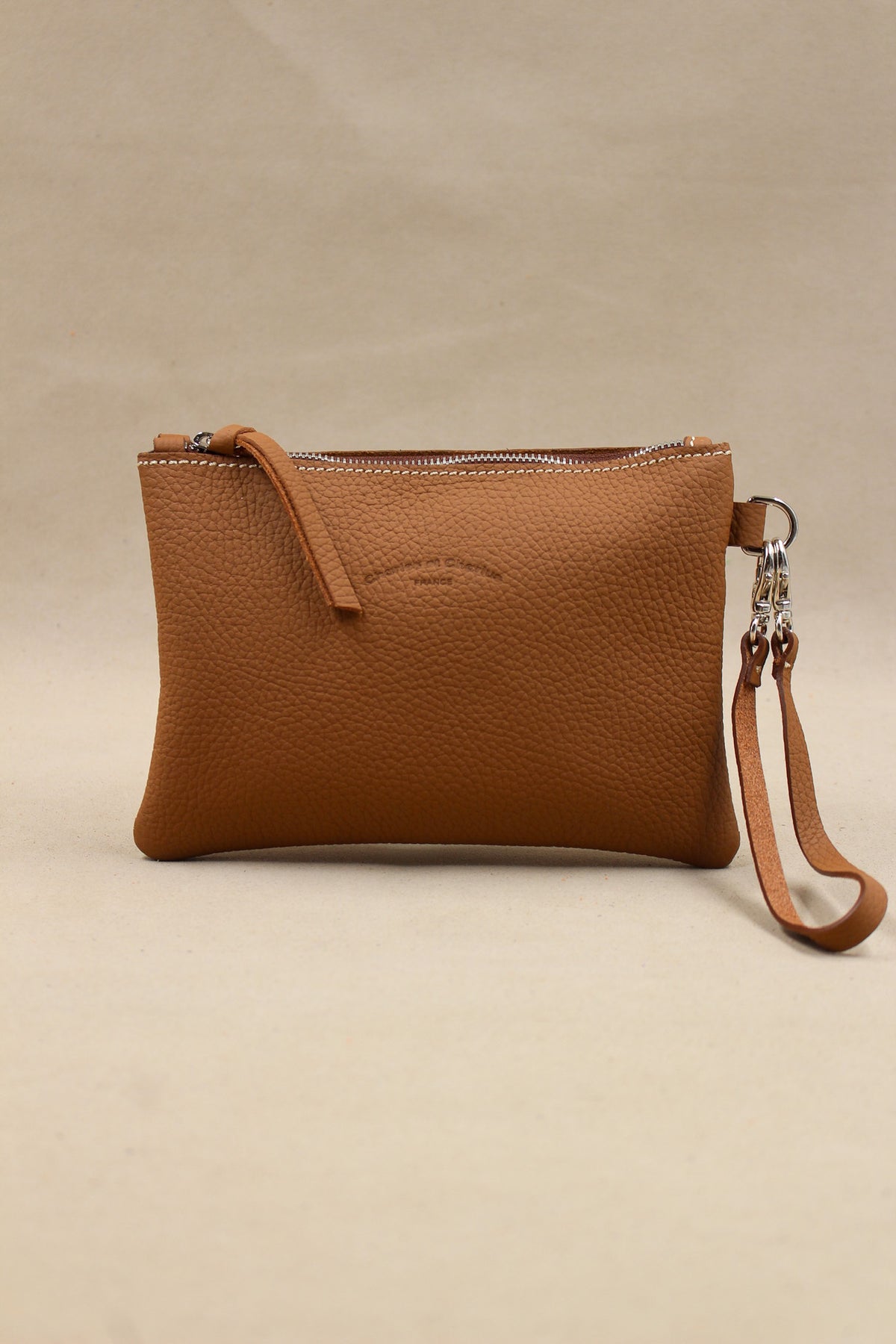La Trousse cuir grainé taurillon, pochette artisanale fabriquée France
