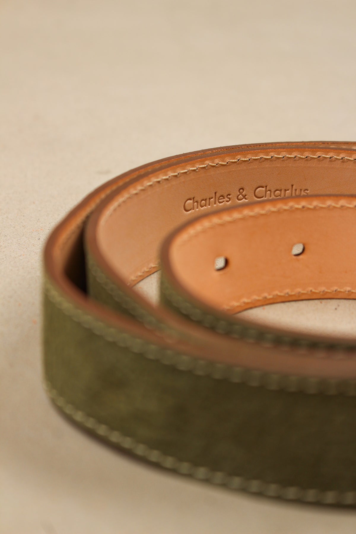 Ceinture en cuir kaki