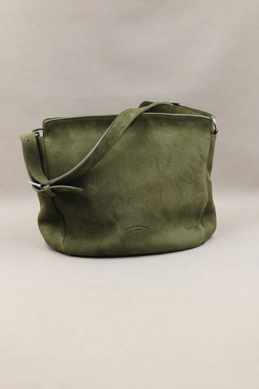 Sac hobo Janis cuir nubuck kaki