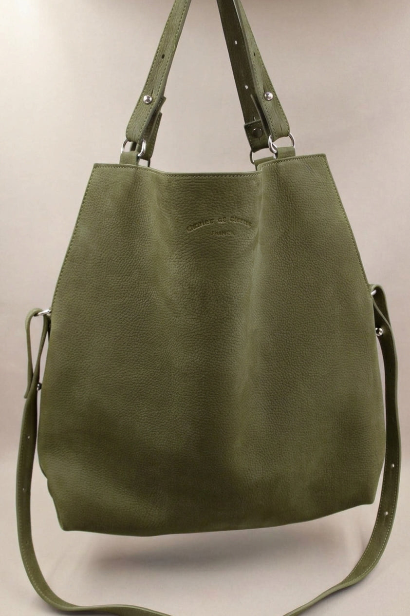 Sac kaki intemporel cuir premium nubuck artisanal français